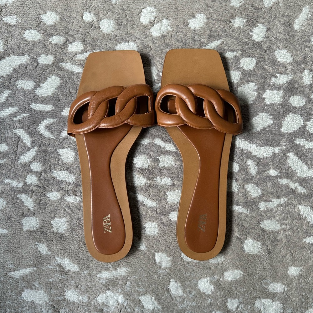 Zara brown leather sandal